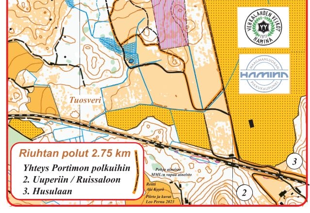 Riuhtan polut 2,75 km, yhteys Portimon polkuihin 2. Uuperiin/Ruissaloon ja 3. Husulaan.