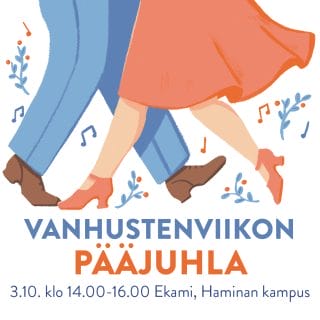 Vanhustenviikon pääjuhla, 3.10.2023 tanssijat piirroskuvassa.
