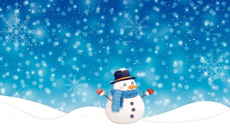 Lumiukko lumisessa maisemassa