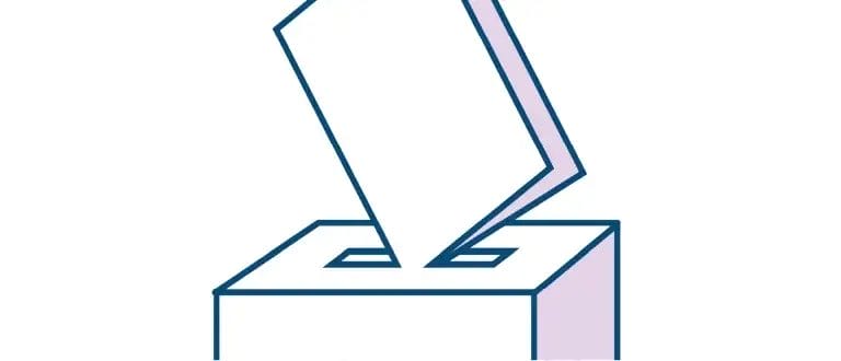 Kuvituskuva: äänestyslippu menee uurnaan.