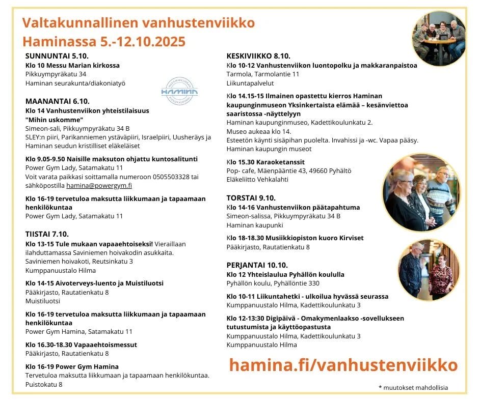 Tässä viikon ohjelma vielä kuvana.