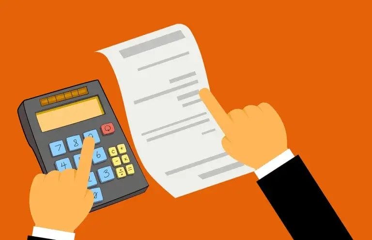 Kuvituskuva, jossa lasku ja laskin.