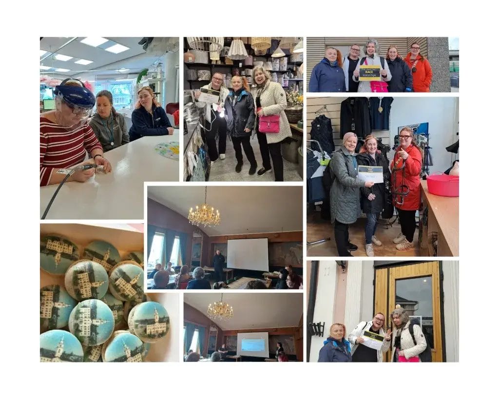 Kuvakollaasi ihmistä ja Haminasta