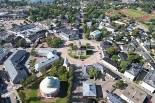 Ilmakuva Haminan keskustasta.