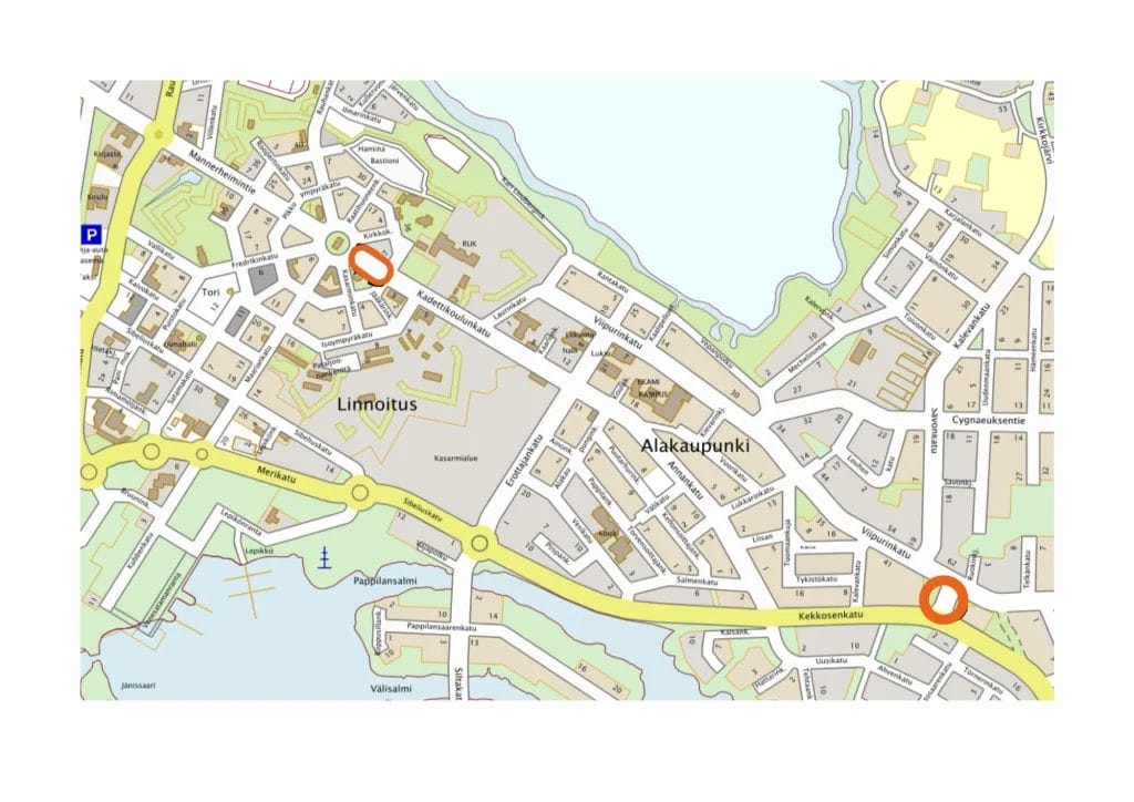 Kartta päällystystöistä.